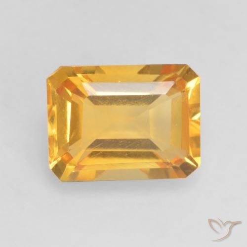 1.57ct Natural Dark Golden Citrine, Emerald Cut, VVS-VS