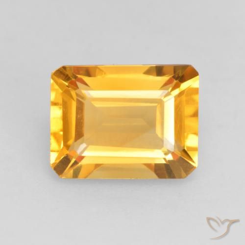 1.55ct Natural Bright Gold Citrine, Emerald Cut, VVS-VS