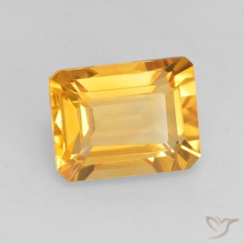 1.55 ct Golden Citrine Stone, Natural Citrine in Octagon Facet Shape for Sale