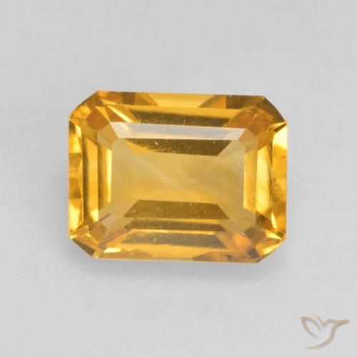 1.54ct Natural Dark Golden Citrine, Emerald Cut, VVS-VS