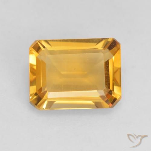 1.41ct Natural Bright Gold Citrine, Emerald Cut, VVS-VS