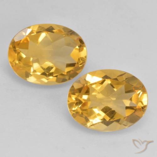 3.07 ctw Golden Citrine Gemstones, Citrine Gems in Oval Facet Shape for Sale.