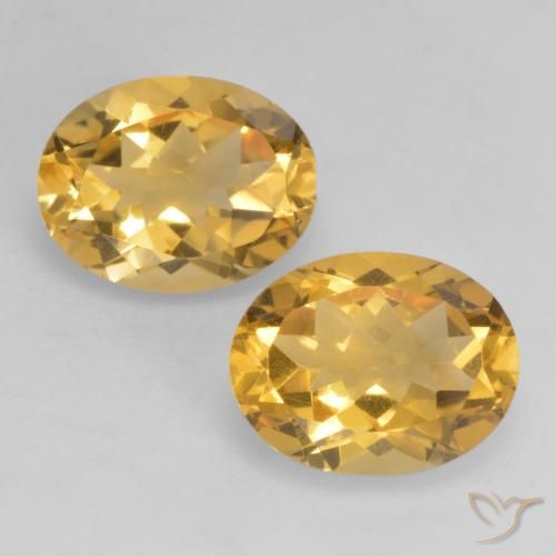 3.37 ctw Golden Citrine Gemstones, Citrine Gems in Oval Facet Shape for Sale.