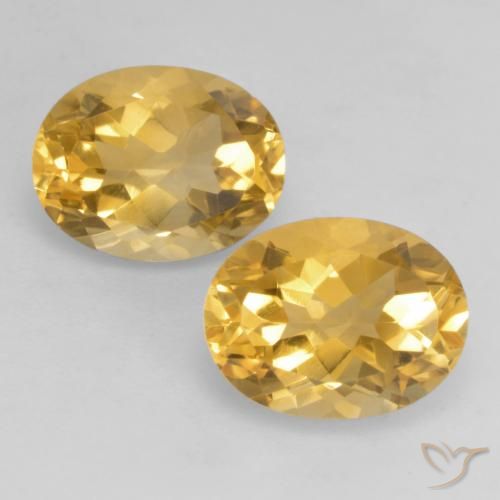 3.51 ctw Golden Citrine Gemstones, Citrine Gems in Oval Facet Shape for Sale.
