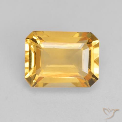 1.65ct Natural Bright Gold Citrine, Emerald Cut, VVS-VS