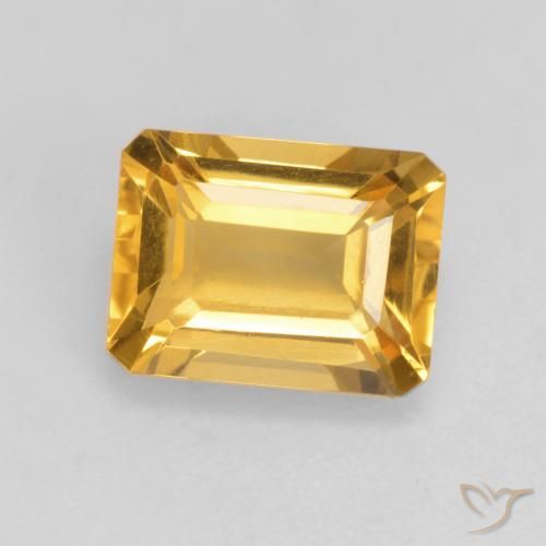 1.72ct Natural Medium-Dark Golden Citrine, Emerald Cut, VVS-VS
