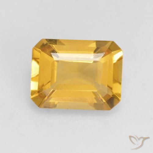 1.34ct Natural Bright Gold Citrine, Emerald Cut, VVS-VS