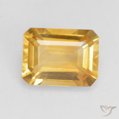 1.47ct Natural Medium Gold Citrine, Emerald Cut, VVS-VS