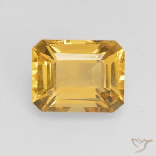 1.53ct Natural Bright Gold Citrine, Emerald Cut, VVS-VS