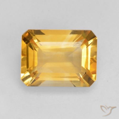 1.49ct Natural Deep Golden Orange Citrine, Emerald Cut, VVS-VS
