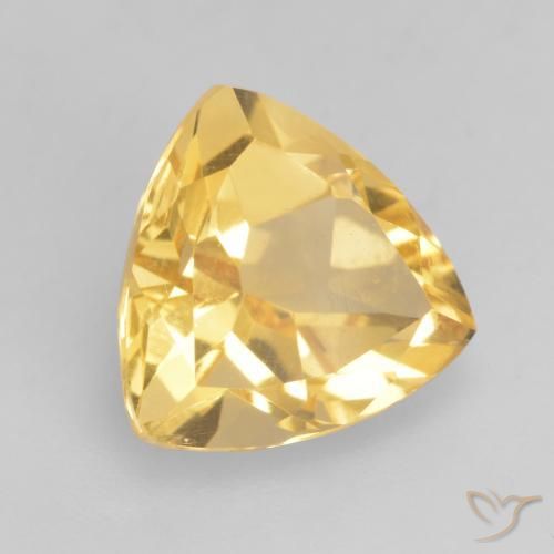 2.34 ct Golden Citrine Stone, Natural Citrine in Trillion Facet Shape for Sale
