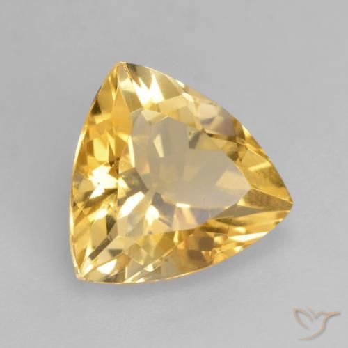 1.98 ct Golden Citrine Stone, Natural Citrine in Trillion Facet Shape for Sale