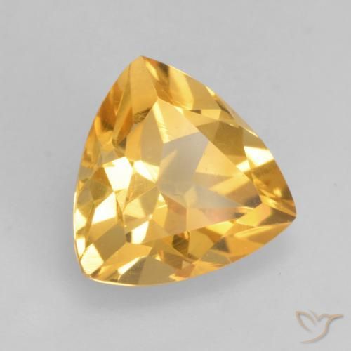 1.68 ct Golden Citrine Stone, Natural Citrine in Trillion Facet Shape for Sale