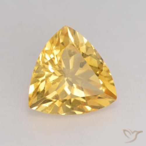 2.11 ct Golden Citrine Stone, Natural Citrine in Trillion Facet Shape for Sale