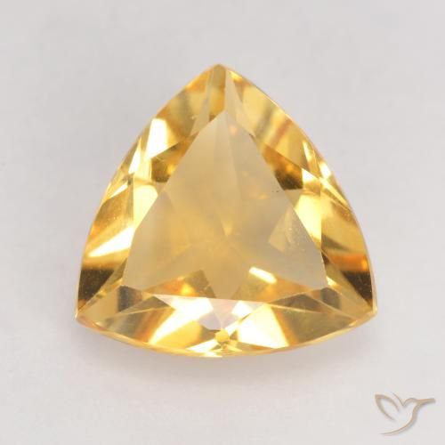1.99 ct Yellow Citrine, 9.2 x 9.2 mm Trillion Cut From Brazil, Photo A