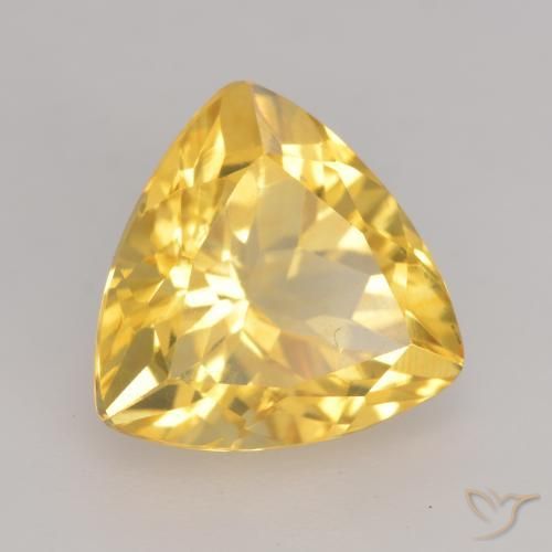 2.42 ct Golden Citrine Stone, Natural Citrine in Trillion Facet Shape for Sale