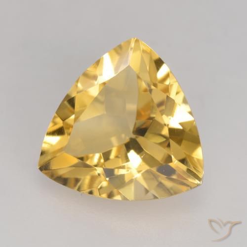 2.02 ct Golden Citrine Stone, Natural Citrine in Trillion Facet Shape for Sale