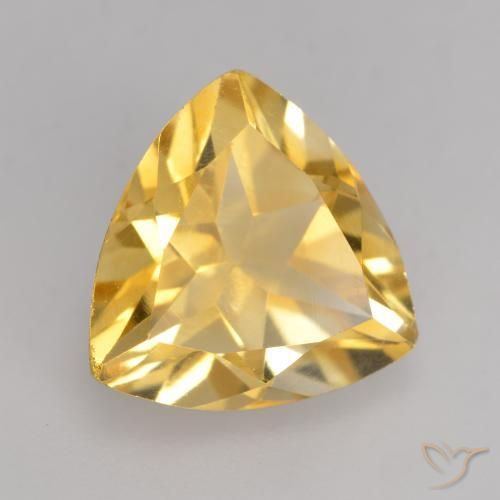 2.14 ct Golden Citrine Stone, Natural Citrine in Trillion Facet Shape for Sale