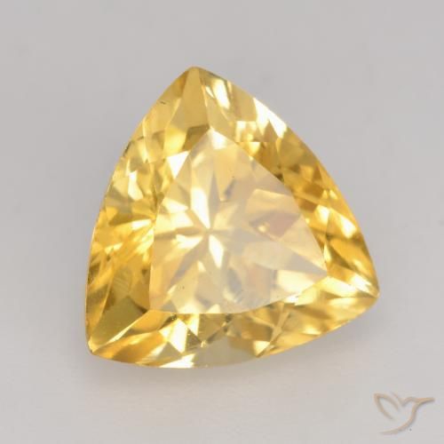 2.35 ct Golden Citrine Stone, Natural Citrine in Trillion Facet Shape for Sale