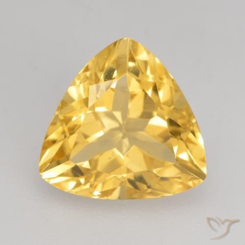 2.34 ct Golden Citrine Stone, Natural Citrine in Trillion Facet Shape for Sale