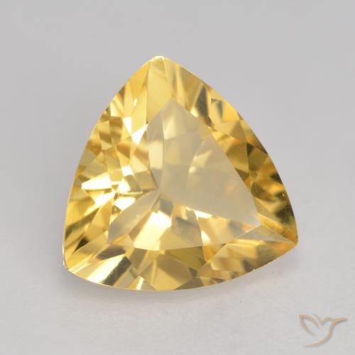2.02 ct Golden Citrine Stone, Natural Citrine in Trillion Facet Shape for Sale