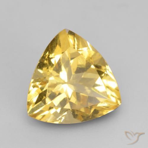 2.20 ct Golden Citrine Stone, Natural Citrine in Trillion Facet Shape for Sale