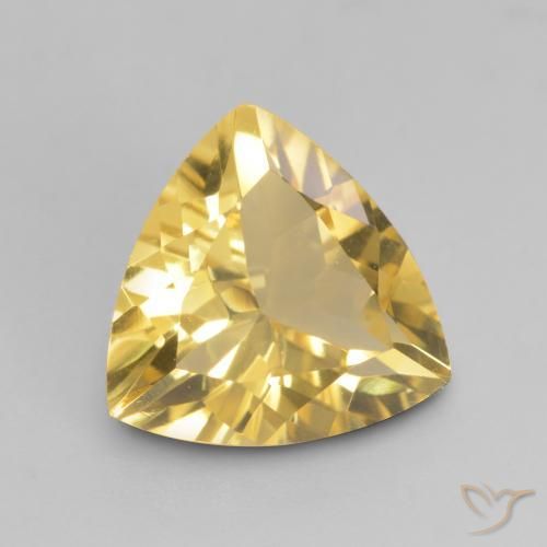 1.89 ct Golden Citrine Stone, Natural Citrine in Trillion Facet Shape for Sale