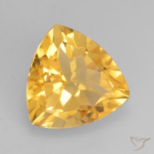 2.38 ct Golden Citrine Stone, Natural Citrine in Trillion Facet Shape for Sale