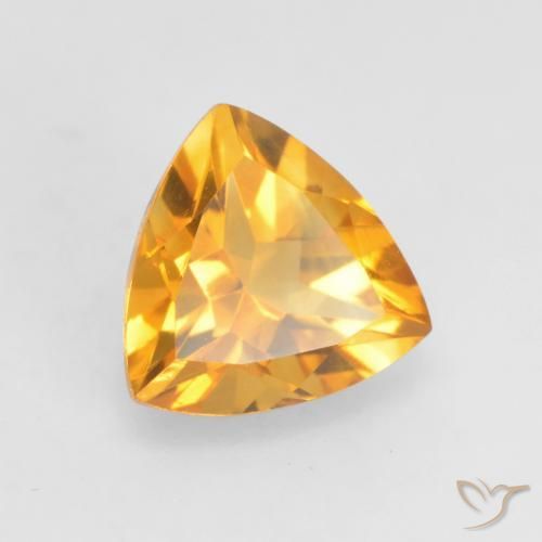 1.09 ct Golden Citrine Stone, Natural Citrine in Trillion Facet Shape for Sale