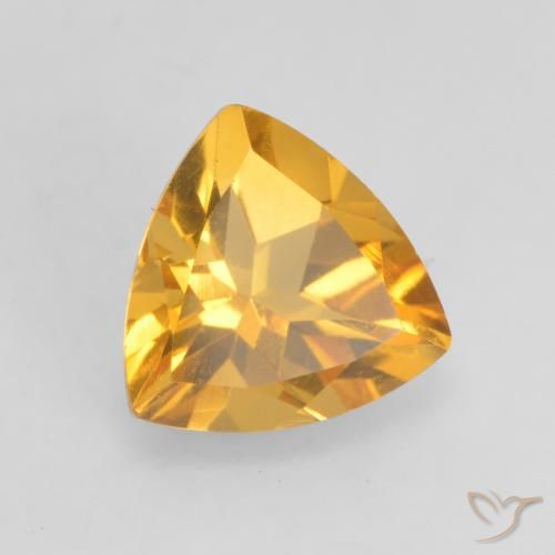 0.97 ct Golden Citrine Stone, Natural Citrine in Trillion Facet Shape for Sale