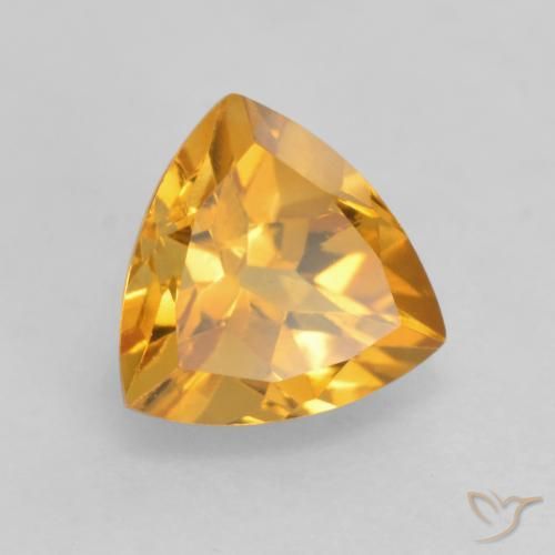1.08 ct Golden Citrine Stone, Natural Citrine in Trillion Facet Shape for Sale