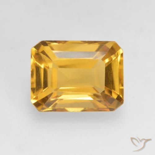 1.69ct Natural Medium Golden Citrine, Emerald Cut, VVS-VS