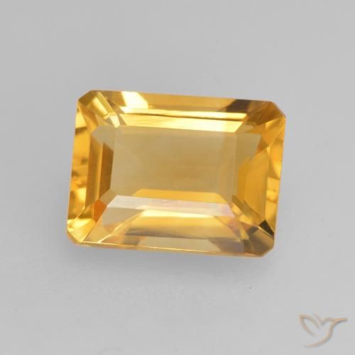 1.56ct Natural Bright Gold Citrine, Emerald Cut, VVS-VS