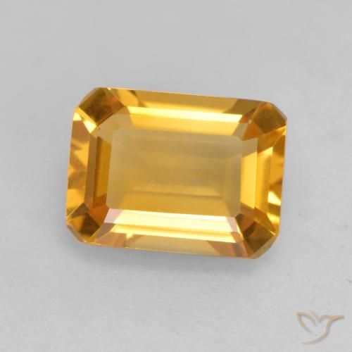1.52ct Natural Deep Golden Orange Citrine, Emerald Cut, VVS-VS