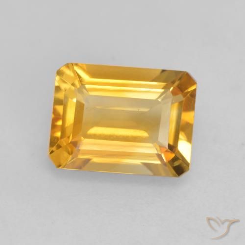 1.44ct Natural Deep Golden Orange Citrine, Emerald Cut, VVS-VS