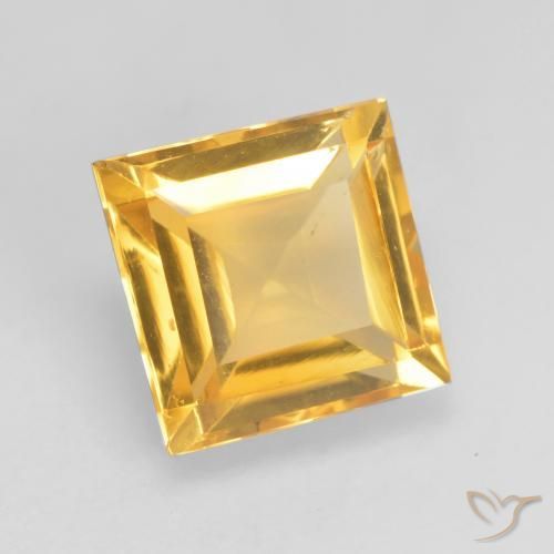 1.68 ct Golden Citrine Stone, Natural Citrine in Square Facet Shape for Sale