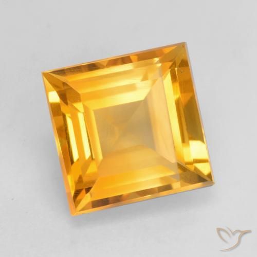 1.76 ct Golden Citrine Stone, Natural Citrine in Square Facet Shape for Sale