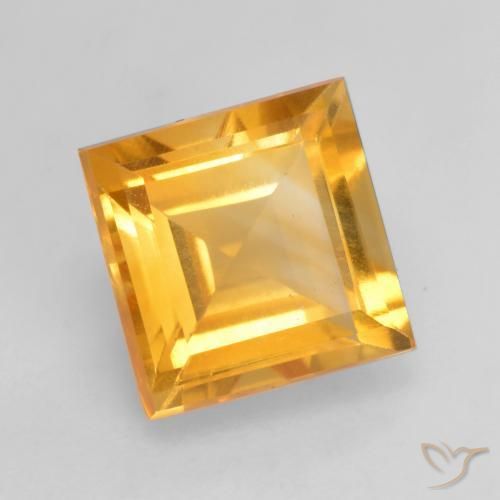 1.81 ct Golden Citrine Stone, Natural Citrine in Square Facet Shape for Sale