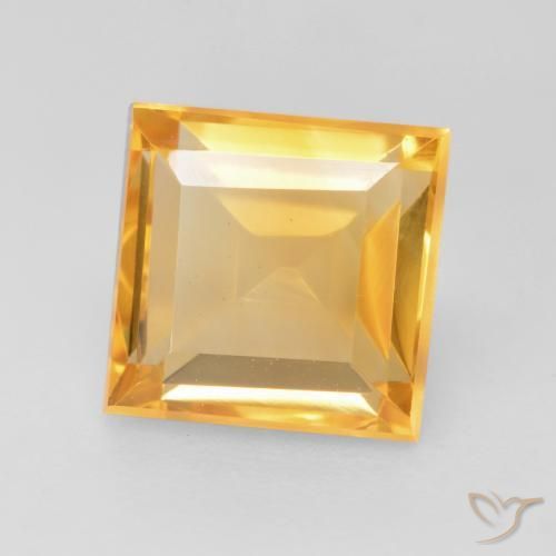 1.76 ct Golden Citrine Stone, Natural Citrine in Square Facet Shape for Sale