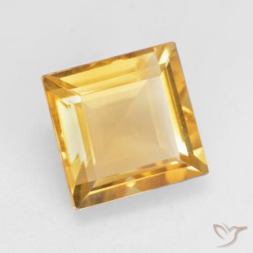 1.76 ct Golden Citrine Stone, Natural Citrine in Square Facet Shape for Sale