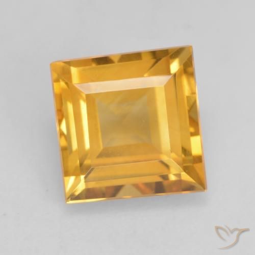 1.74 ct Golden Citrine Gemstone, Citrine Gem in Square Facet Shape for Sale.