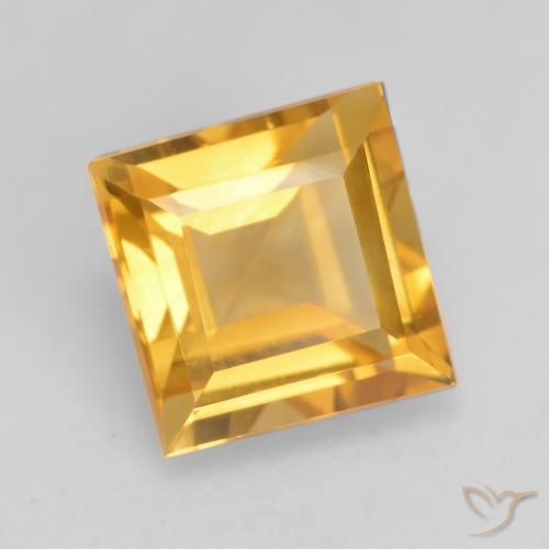 1.74 ct Golden Citrine Stone, Natural Citrine in Square Facet Shape for Sale