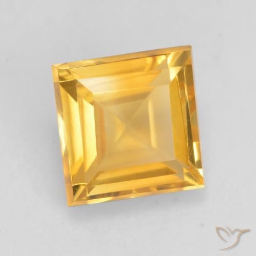1.76 ct Golden Citrine Stone, Natural Citrine in Square Facet Shape for Sale