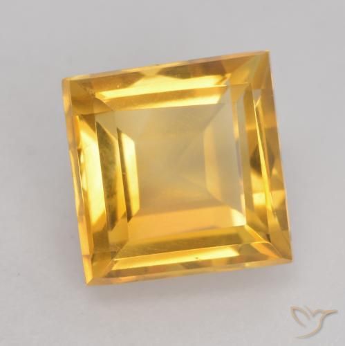 1.64 ct Golden Citrine Stone, Natural Citrine in Square Facet Shape for Sale
