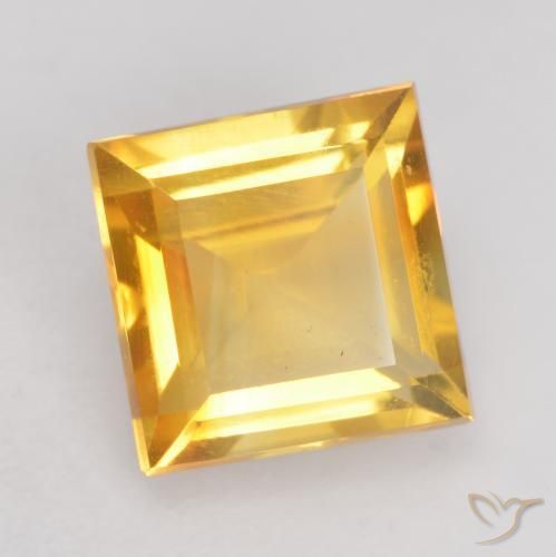 1.57 ct Golden Citrine Stone, Natural Citrine in Square Facet Shape for Sale