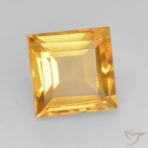 1.84 ct Golden Citrine Stone, Natural Citrine in Square Facet Shape for Sale