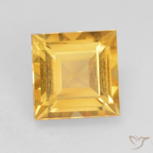 1.73 ct Golden Citrine Stone, Natural Citrine in Square Facet Shape for Sale