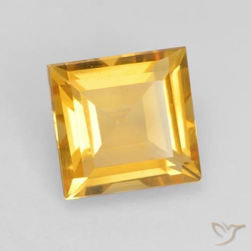 1.56 ct Golden Citrine Stone, Natural Citrine in Square Facet Shape for Sale