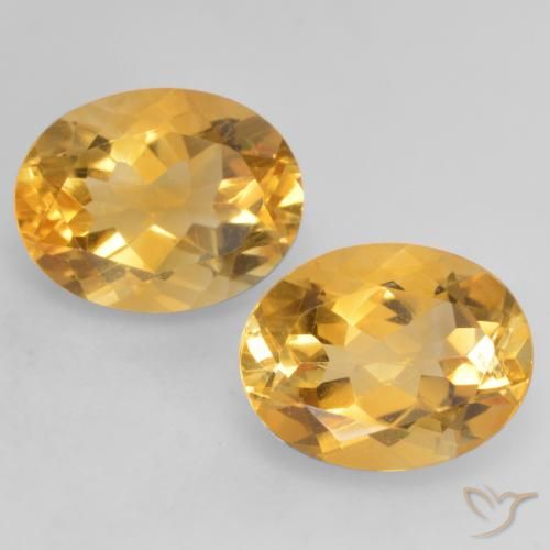 3.46 ctw Golden Citrine Gemstones, Citrine Gems in Oval Facet Shape for Sale.