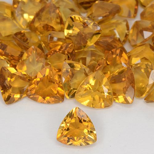 1.23 ctw Golden Citrine Gemstones, Citrine Gems in Trillion Facet Shape for Sale.